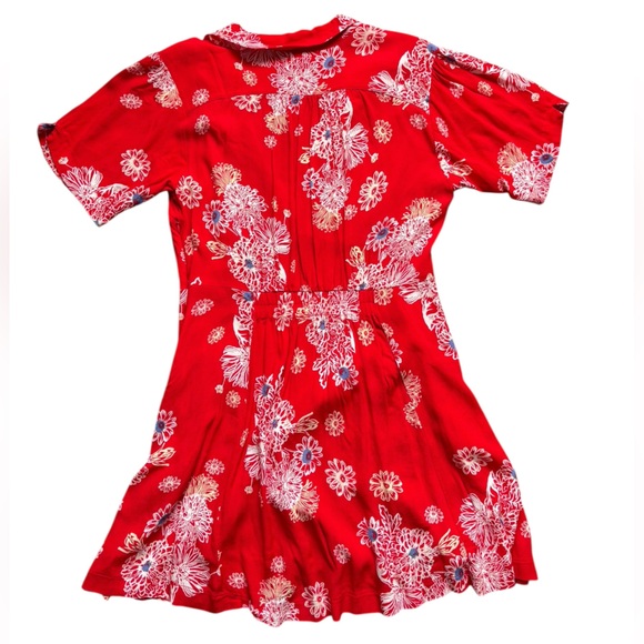 Free People Blue Hawaii Red Floral Print Mini Dress Size Large. - Picture 2 of 9